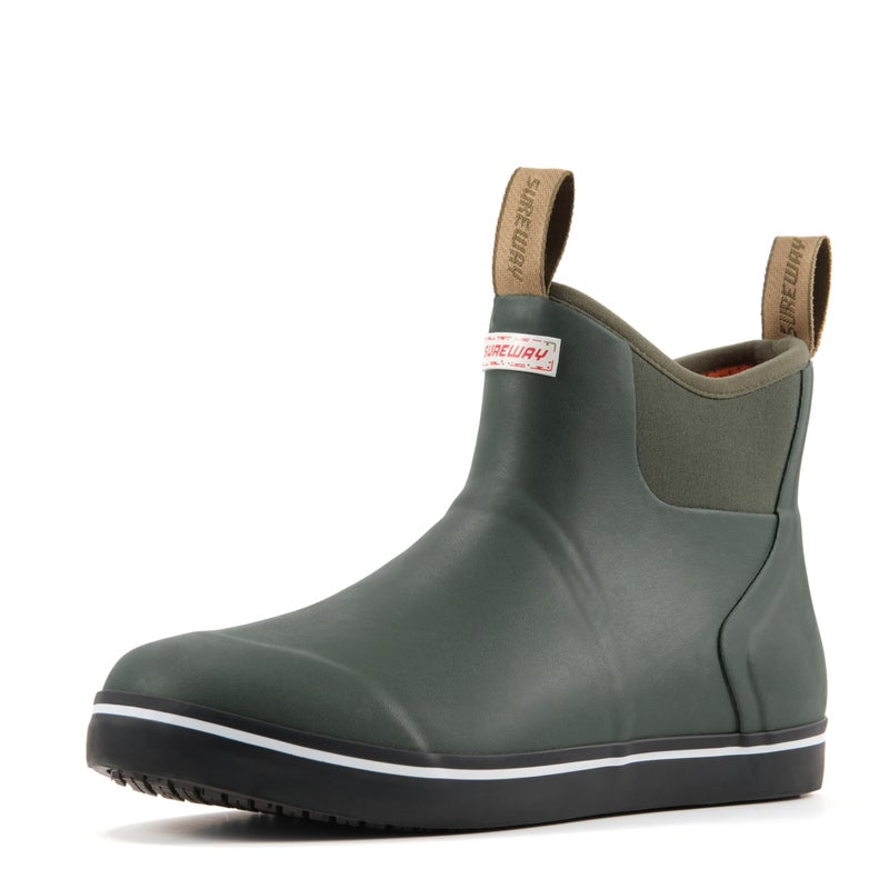 SUREWAY Men's Ankle Fishing Deck Boots for Men-Waterproof,Professional Non-Slip Soles for Wet Slippery Surface,Neoprene Rubber Rain Boot/Shoes for Hunting Boating Gardening,Milit Green,Size 11 - Image 1