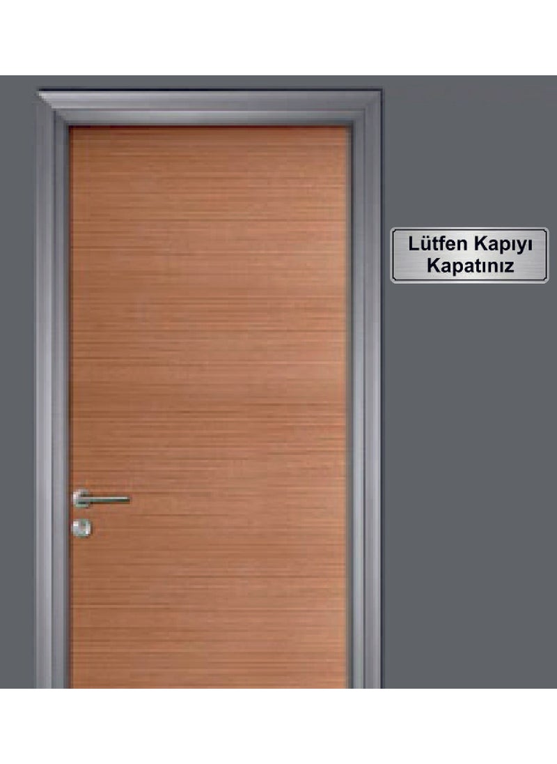 Hediyelikevi Silver Color 10 x 20 cm Metal Direction Sign with Please Close the Door Writing  - Image 2