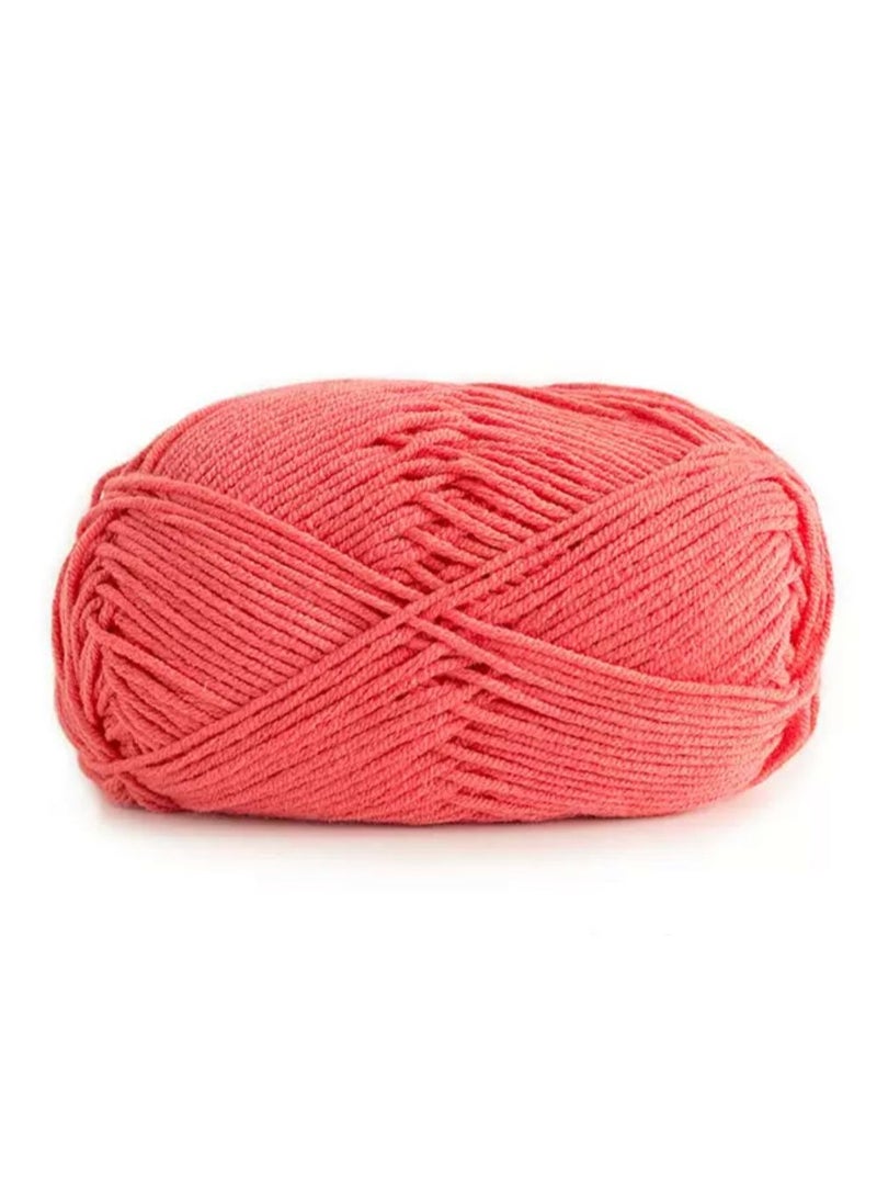 Crochet and knitting yarn, 4-ply combed Cotton & Acrylic Fiber 50g(50# Watermelon pink) - Image 1