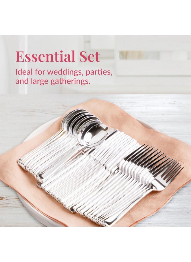 Prestee Prestee 300 Plastic Silverware Set | 100 Forks , Spoons , Knives Heavy Duty Bulk Disposable Flatware Utensils  - Image 4