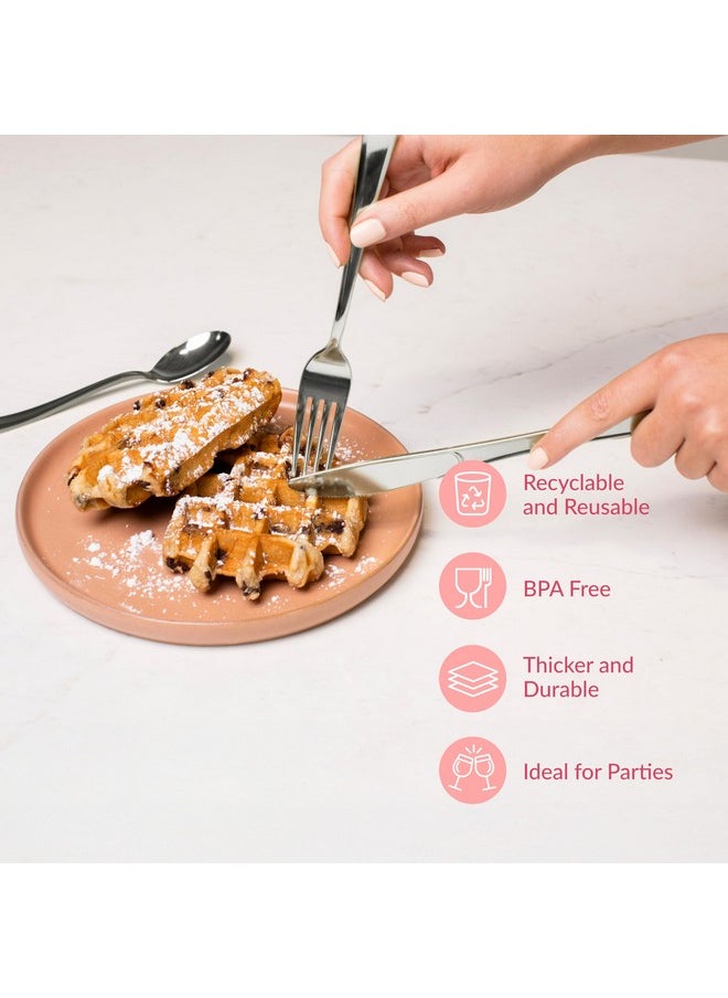 Prestee Prestee 300 Plastic Silverware Set | 100 Forks , Spoons , Knives Heavy Duty Bulk Disposable Flatware Utensils  - Image 5