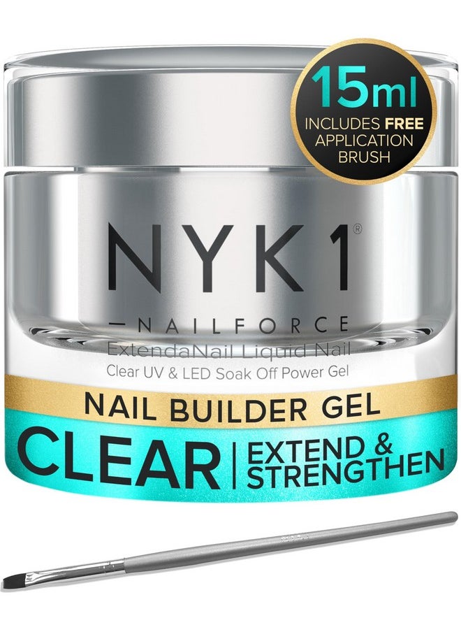 NYK1 - Strengthening Nail Builder Gel For Nails (.5 Fl Oz / 15Ml) Nyk1 Nailforce Gel Builder For Nails Fix Split Broken Nail Strengthener Clear Polygel Nail Gel Builder Uv Gel And Led Hard Gel For Nails - Image 1
