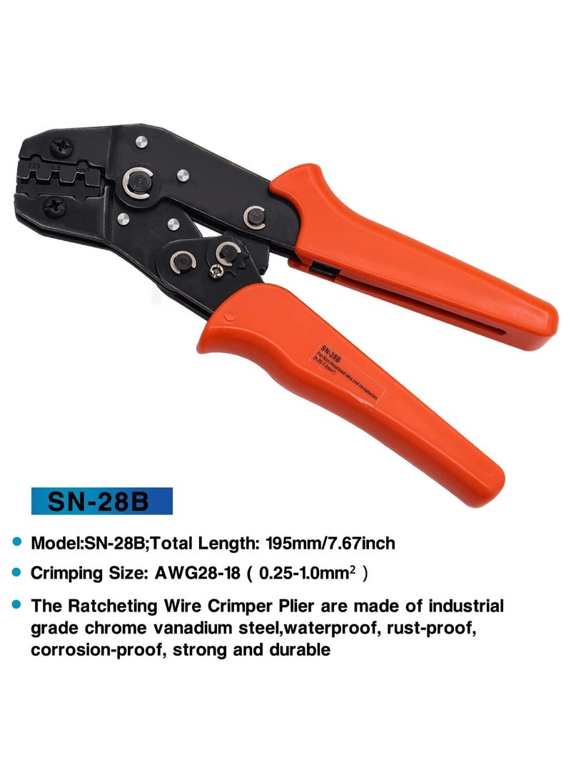 Generic - Crimping Tool Kit with 600PCS 2.54mm Dupont Connector Kit SN-28B Ratcheting Wire Crimper Plier 1/2/3/4/5/6/7 Pin Housing Dupont Connector Male Female Pin Header Crimp Terminal AWG28-18 - Image 1
