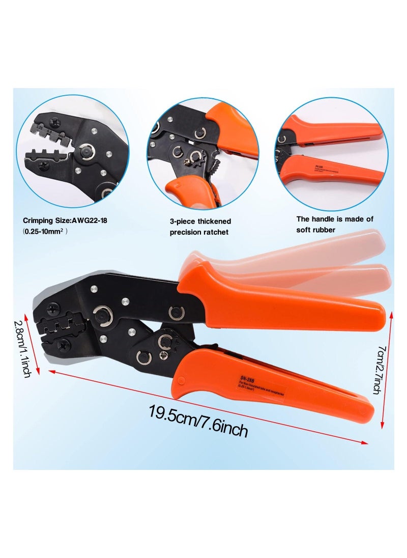 Generic - Crimping Tool Kit with 600PCS 2.54mm Dupont Connector Kit SN-28B Ratcheting Wire Crimper Plier 1/2/3/4/5/6/7 Pin Housing Dupont Connector Male Female Pin Header Crimp Terminal AWG28-18 - Image 1