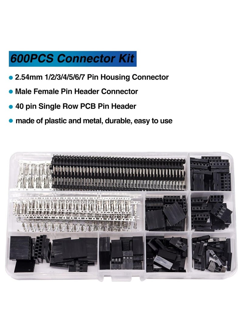 Generic - Crimping Tool Kit with 600PCS 2.54mm Dupont Connector Kit SN-28B Ratcheting Wire Crimper Plier 1/2/3/4/5/6/7 Pin Housing Dupont Connector Male Female Pin Header Crimp Terminal AWG28-18 - Image 1