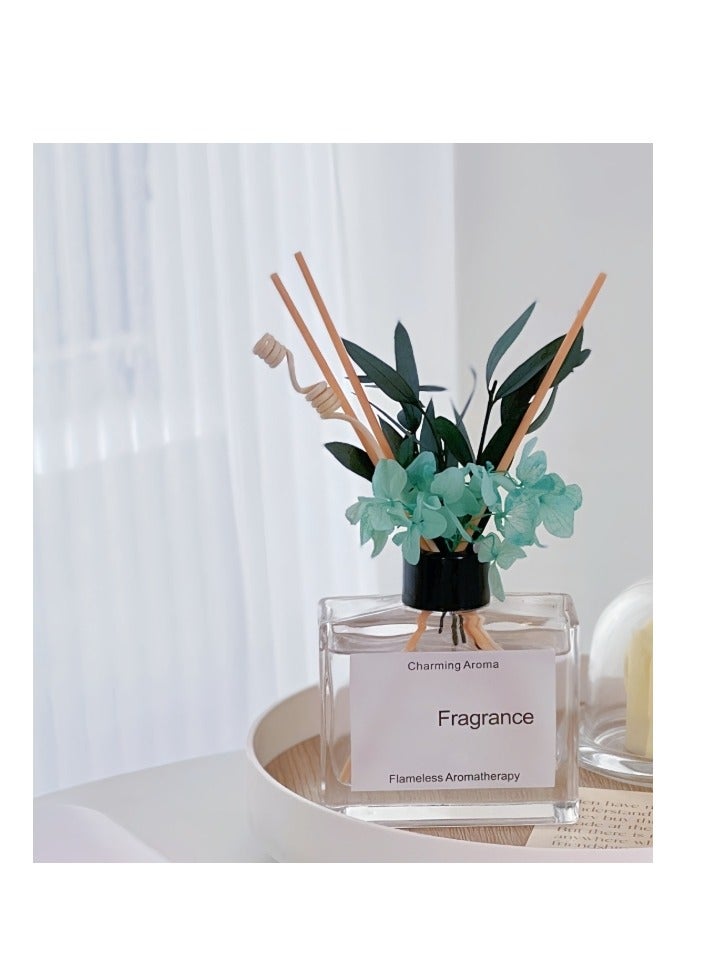 HUANXIN HOME Blue Wind Chime 120ml Flower Reed Diffuser Set Scent Diffuser With Sticks Home Fragrance Flower Diffuser For Home Office Bathroom Shelf 
