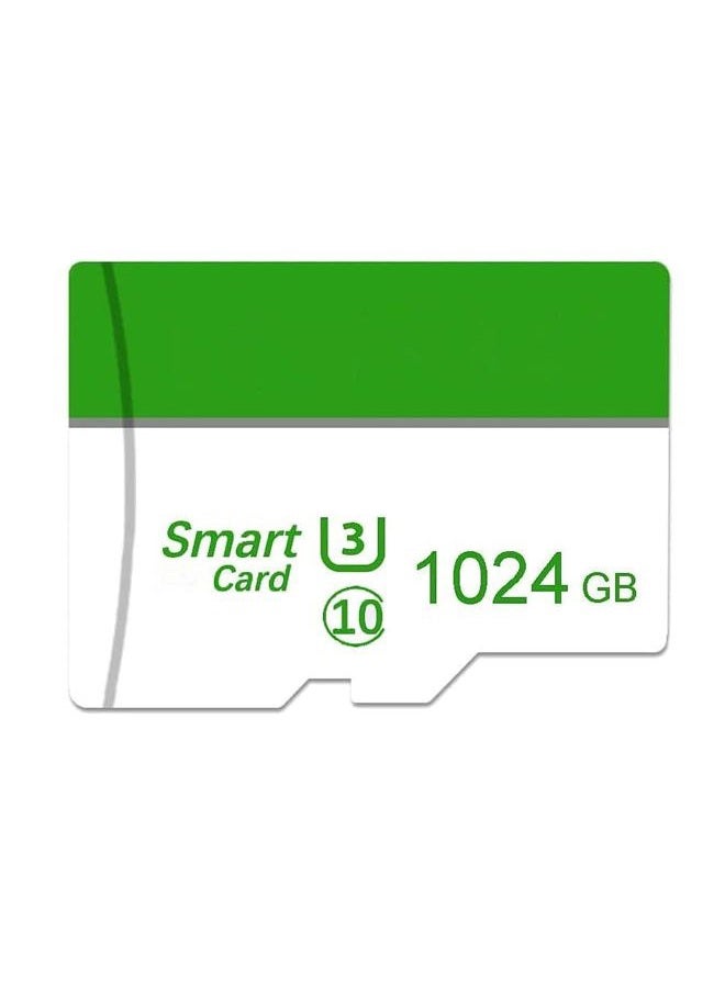 1TB Memory Card 1024GB Class 10 High Speed TF Card with Adapter for Phones and Camera G/W, Green and White
