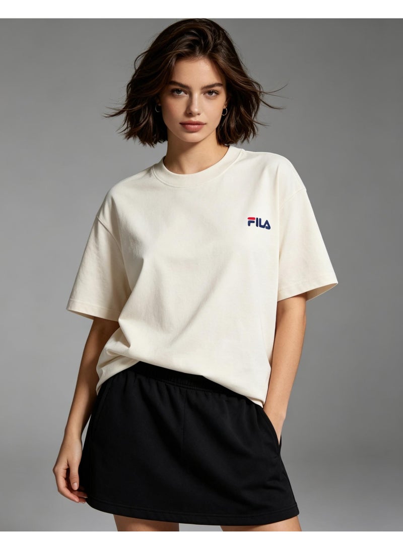 FILA classic round neck short sleeve loose shoulder cotton unisex T-shirt casual Joker top - Image 5