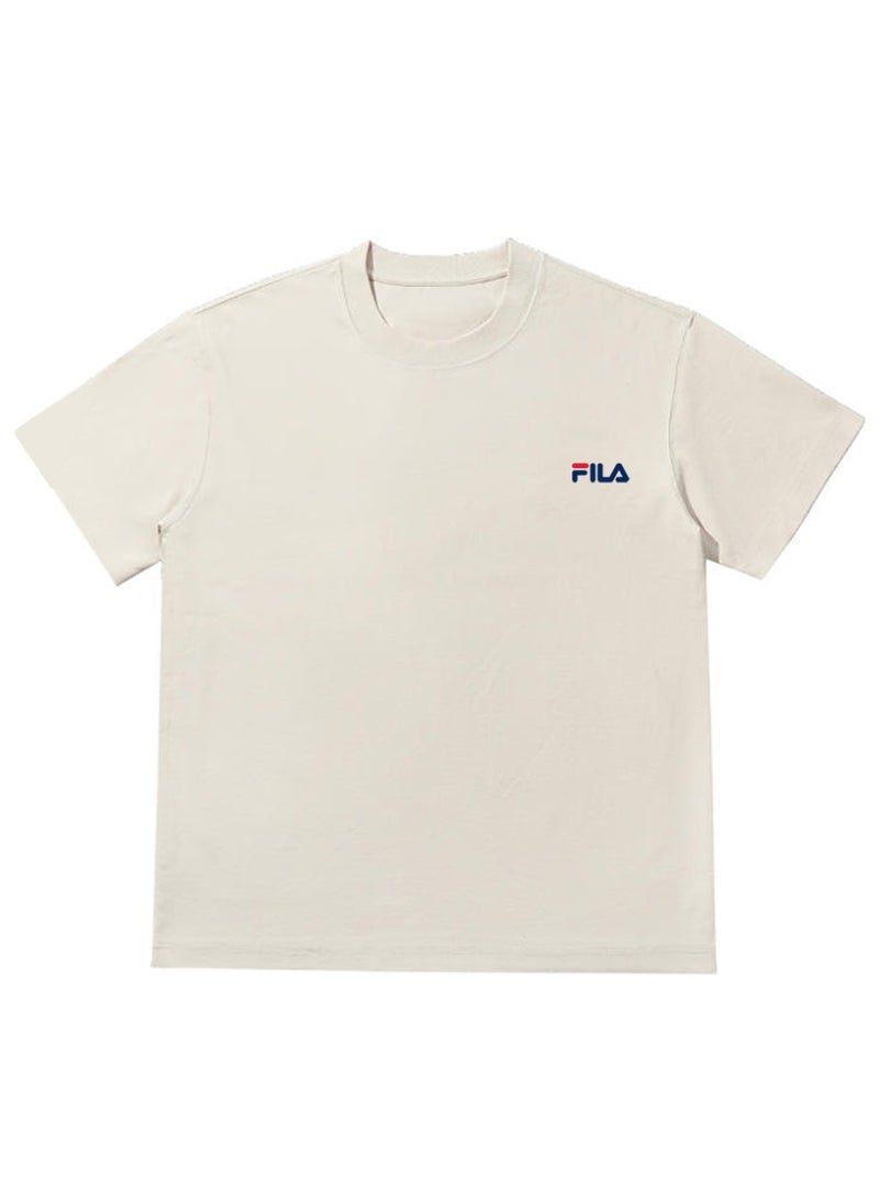 FILA classic round neck short sleeve loose shoulder cotton unisex T-shirt casual Joker top - Image 3