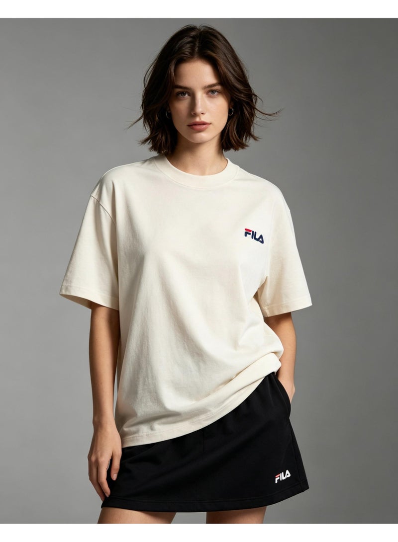 FILA classic round neck short sleeve loose shoulder cotton unisex T-shirt casual Joker top - Image 2