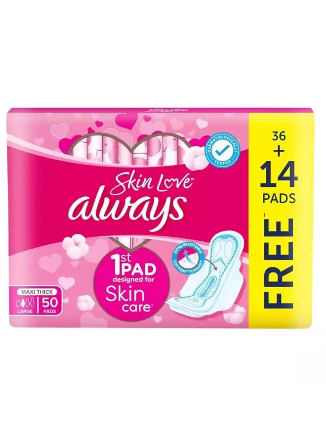 Always Skin Love Skin Care Maxi Thick Large Pads- 50 Pads