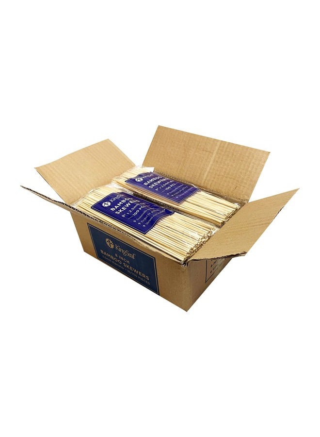 KingSeal 1600 Count | Natural Bamboo Wood Grilling Skewers, 8 Inches x 2.5mm Diamter, for Shish Kebabs, BBQ, and Fruit Arrangements, Bulk Pack - 16 Packs x 100 Skewers - Image 2