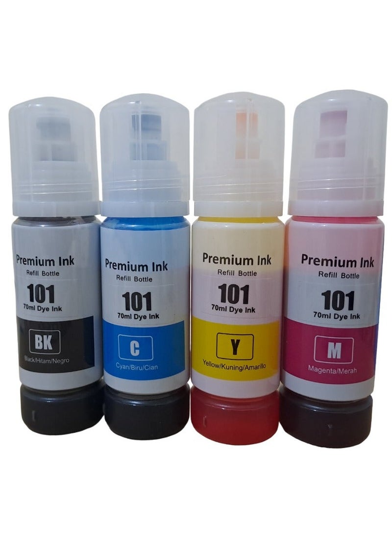 بريميم حبر إعادة تعبئة متوافق 101 لطابعات Epson EcoTank L4150/L4160/L4260/L4266/L6160/L6170/L6176/L6190/L6260/L6270 - Image 1