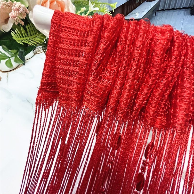 ave split 100cmX200cm Decorative Door String Curtain Beads Wall Panel Fringe Window Room Divider Blind for Wedding Coffee House Restaurant Parts Door Divider Beads Tassel Screen Decoration (red25) - Image 4