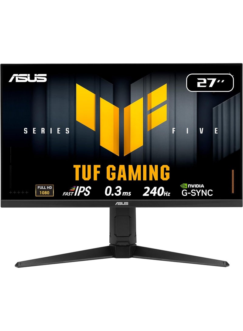 أسوس TUF Gaming Series 5 VG279QML5A Gaming Monitor: 27-inch Full HD Fast-IPS panel, 240Hz, 0.3ms, G-SYNC® compatible, AMD FreeSync™ Premium, ELMB SYNC, 99% sRGB, Height adjustment - Black Black - Image 1