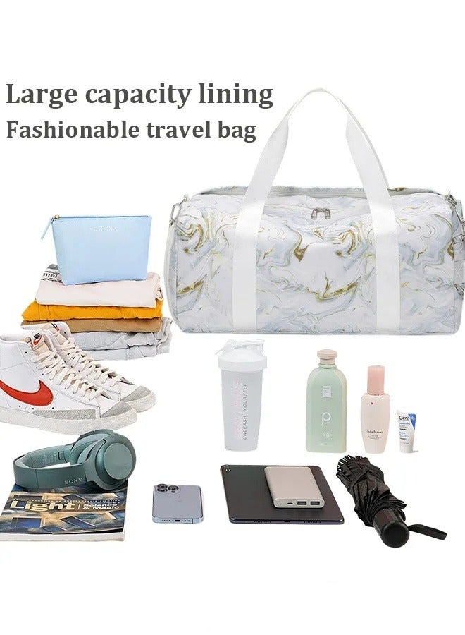 MIXDE New Trend Travel Duffel Bag Marble Pattern Sports Gym Tote Bag Shoulder Crossbody Overnight Bag for Women Men Weekender Labor Delivery Bag - Image 3