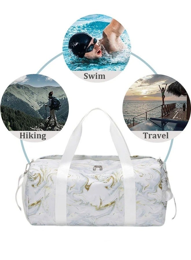 MIXDE New Trend Travel Duffel Bag Marble Pattern Sports Gym Tote Bag Shoulder Crossbody Overnight Bag for Women Men Weekender Labor Delivery Bag - Image 4