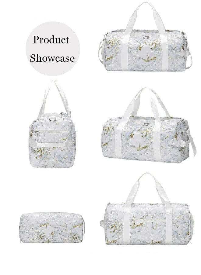 MIXDE New Trend Travel Duffel Bag Marble Pattern Sports Gym Tote Bag Shoulder Crossbody Overnight Bag for Women Men Weekender Labor Delivery Bag - Image 2