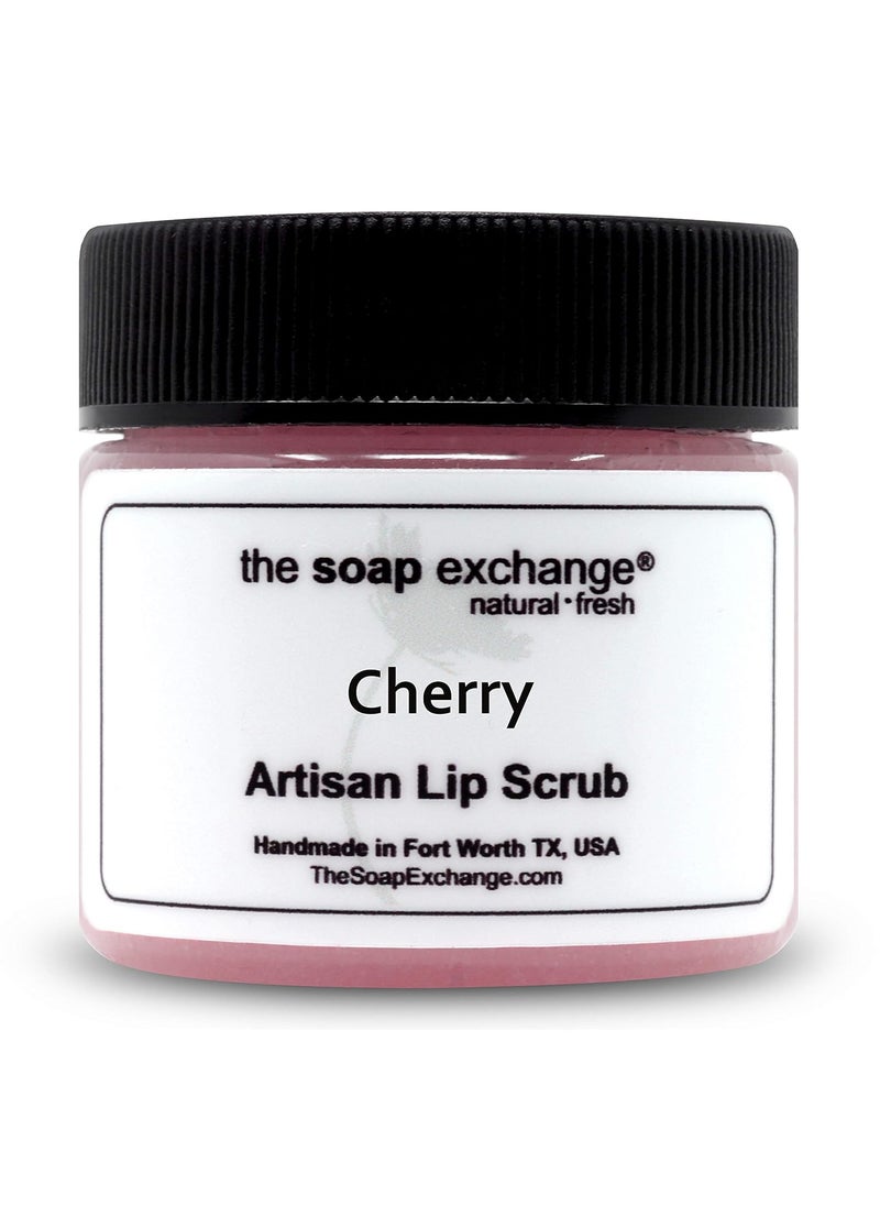 The Soap Exchange Lip Scrub  Cherry Flavor  Hand Crafted 15 oz  425 g Natural Lip Care Artisan Lip Treatment Exfoliate Hydrate  Protect Made in the USA 
