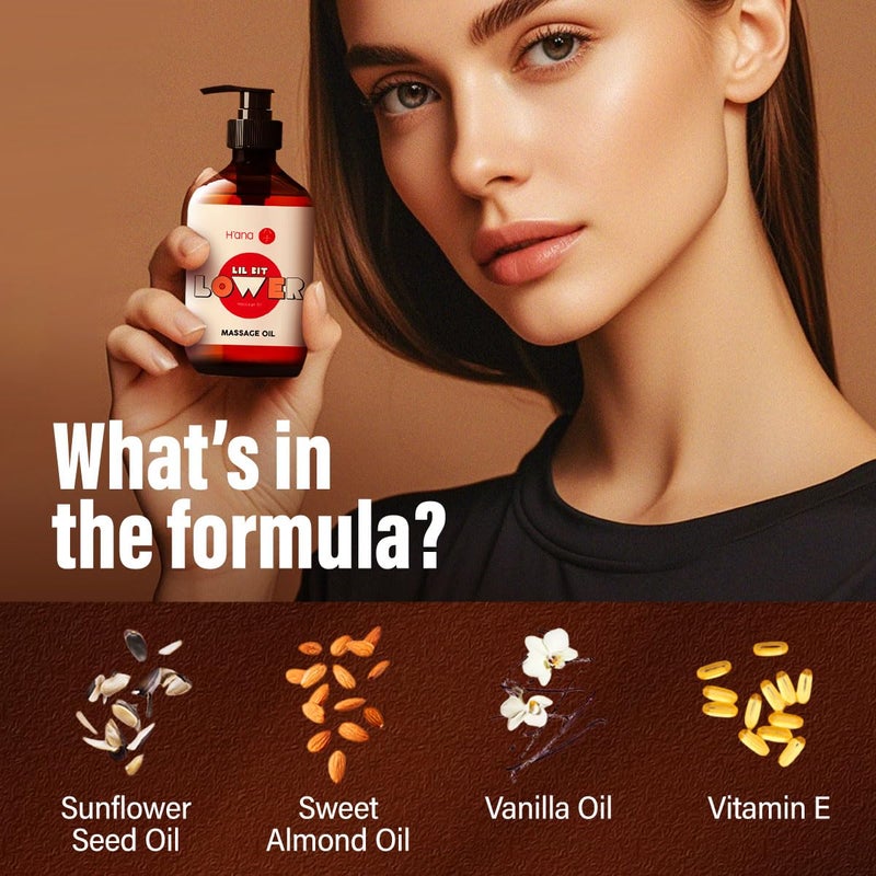 hana H'ana Sensual Massage Oil for Date Night - Gently Warming, Soothing & Hydrating, Crafted with 100% Pure Vanilla Body Oil for Cozy Moments and Bedtime Therapy (6.76 Fl Oz) - Image 5