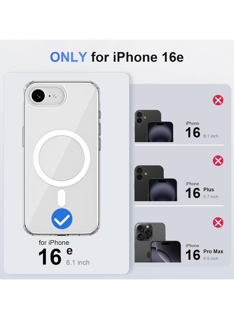 Case for iPhone 16E Clear Magnetic Cover Mag Safe Compatible Hybrid Protective Crystal Clear Hard Back Case Shockproof TPU Frame Slim Transparent Case for Apple iPhone 16E  - Image 2