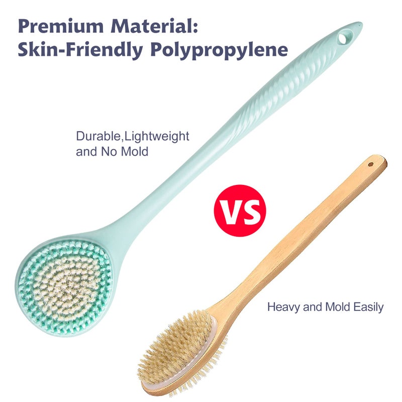 BEDELITE Back Scrubber for Shower - Long Handle Bath Brush (16.4 inches) with Soft Bristles, Exfoliating Body Brush for Men & Women(Blue) - Image 2