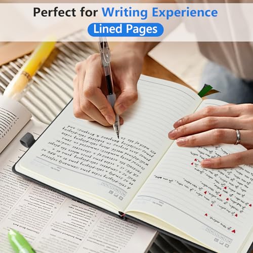 PERCUN Lined Journal Notebook for Men & Women, 160 Pages Leather Journals for Writing, A5 Hardcover Notebooks for Note Taking, Work, School, Business, Travel,Daily Diary 5.9" x 8.5" (Black) - Image 3