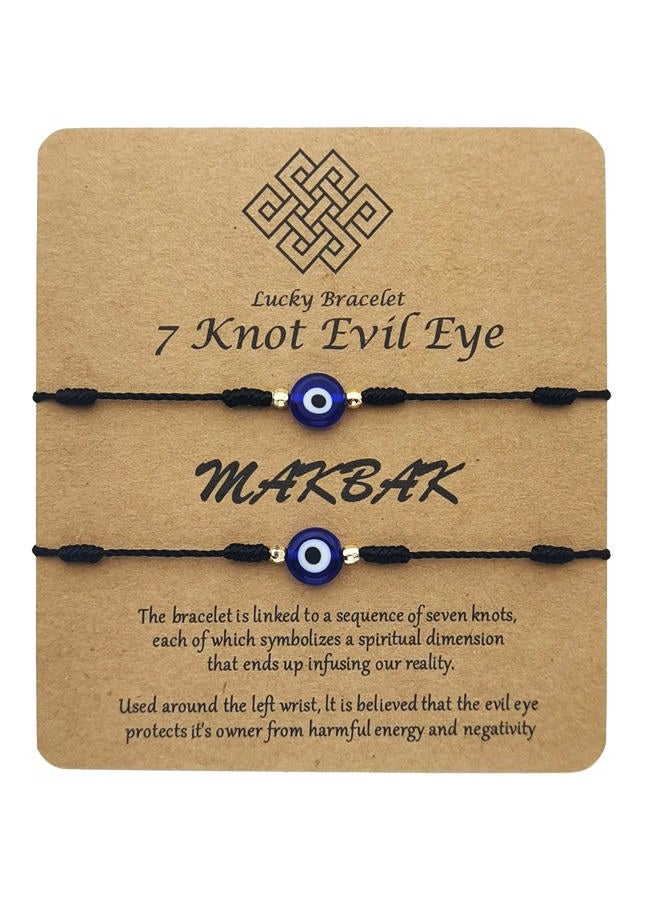 MAKBAK Evil Eye 7 Knot Lucky Bracelets for Women Men Adjustable Lucky Amulet Black Red String Bracelet for Protection Teen Girls Little Boys Family Friends, 10.23, Sapphire, created blue sapphire - Image 1