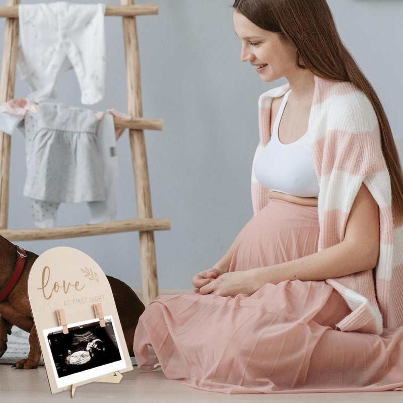 Wooden Sonogram Picture Frame for Sonogram Photo Display with Stand and Clip, Nursery Décor for Shower and Pregnancy Announcement - Image 5