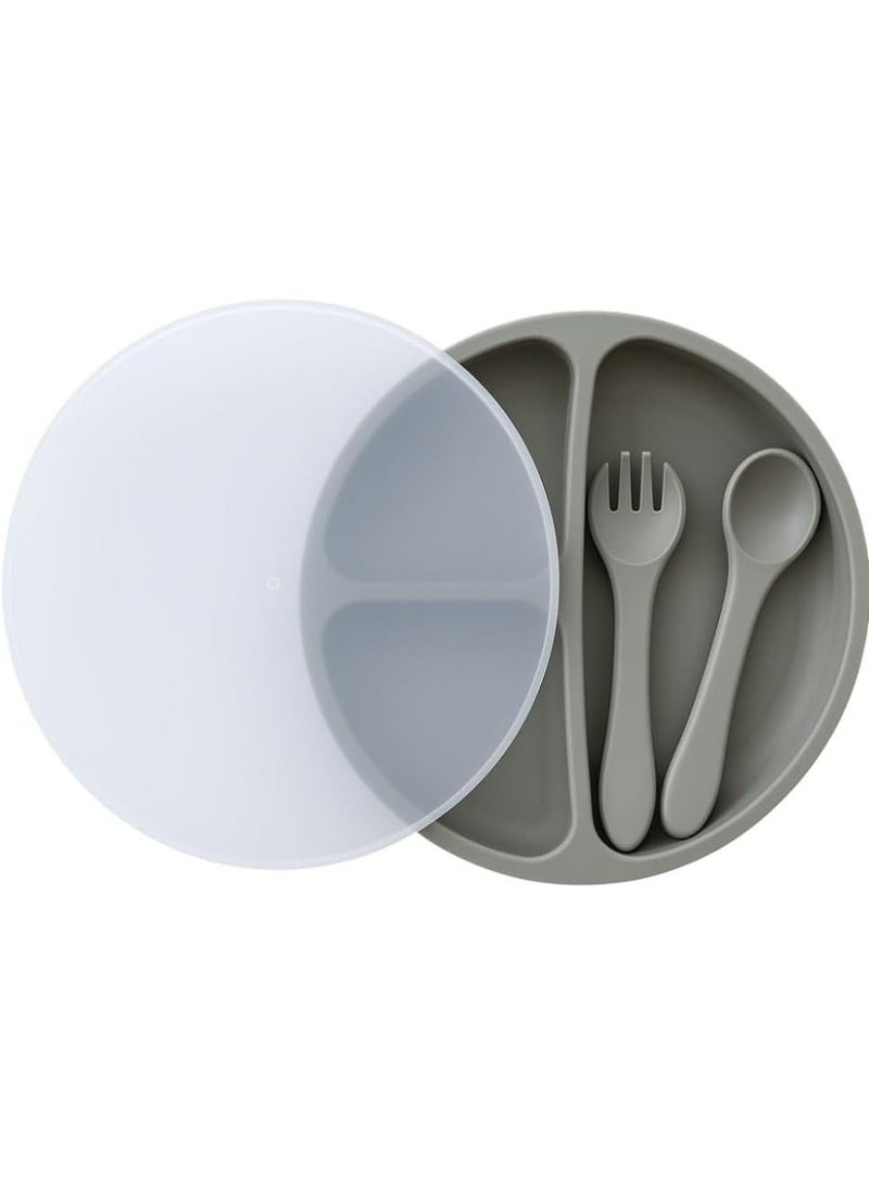 Premium Silicone Divided Suction Baby Plate with Lid - Spill-Proof Toddler Feeding Tray & Food Storage - Image 1