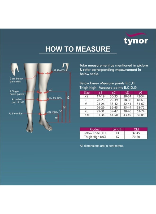 Tynor Medical Compression Stocking Knee High Class 2 (Pair), Beige, Large, 1 Pair - Image 3