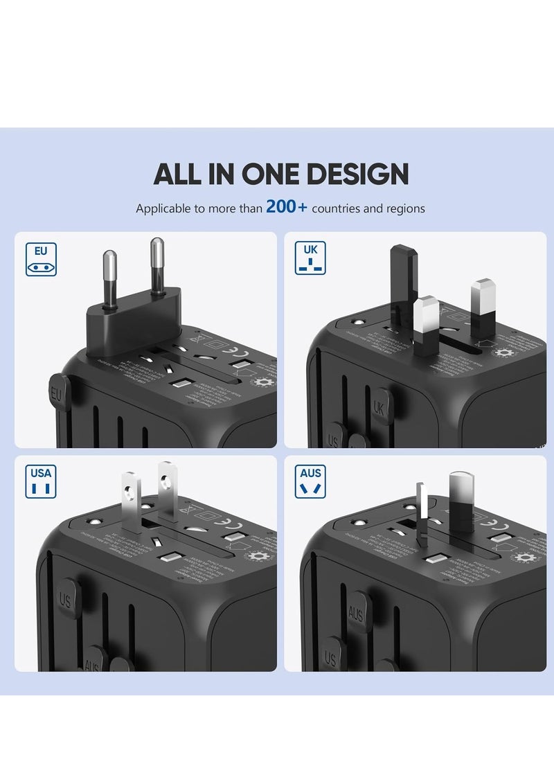 BGM Universal Travel Adapter – International Travel Plug Adapter with 3 USB & 1 Type-C Ports, AC Outlet Plug Converters for Europe, Ireland, UK, EU, US, AU, Italy, Asia  - Image 5