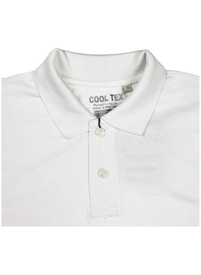 COOL TEX Cooltex Unisex Cotton polyester Plain White Polo T-Shirts Cool Dry-Fit Material Short Sleeves Soft and Comfortable  - Image 3
