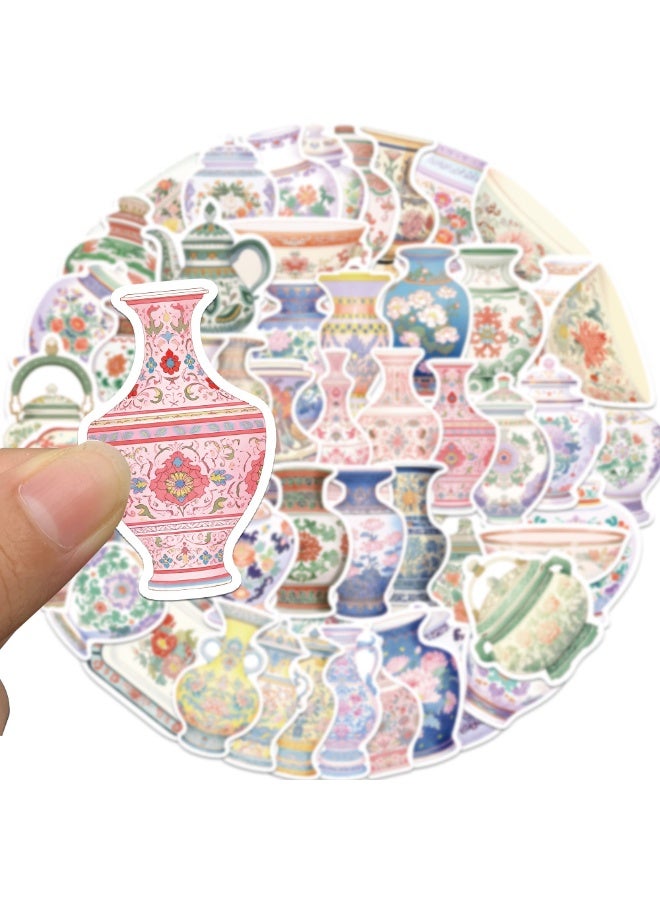 50 Pcs Porcelain Vase Stickers Water Bottles Laptop Phone Computer Guitar Skateboard Vase Vinyl Sticker Waterproof Aesthetic Trendy Decals - Image 4