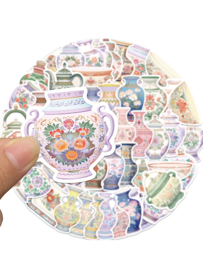 50 Pcs Porcelain Vase Stickers Water Bottles Laptop Phone Computer Guitar Skateboard Vase Vinyl Sticker Waterproof Aesthetic Trendy Decals - Image 5