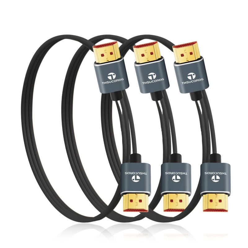 Thsucords Ultra Thin 8K 4K HDMI Cables 15FT 3 Pack Slim Flexible Soft High Speed HDMI 21 Lead Support 4K120Hz 8K60Hz 48Gbps for Roku TVHDTVPS5Bluray - Image 2