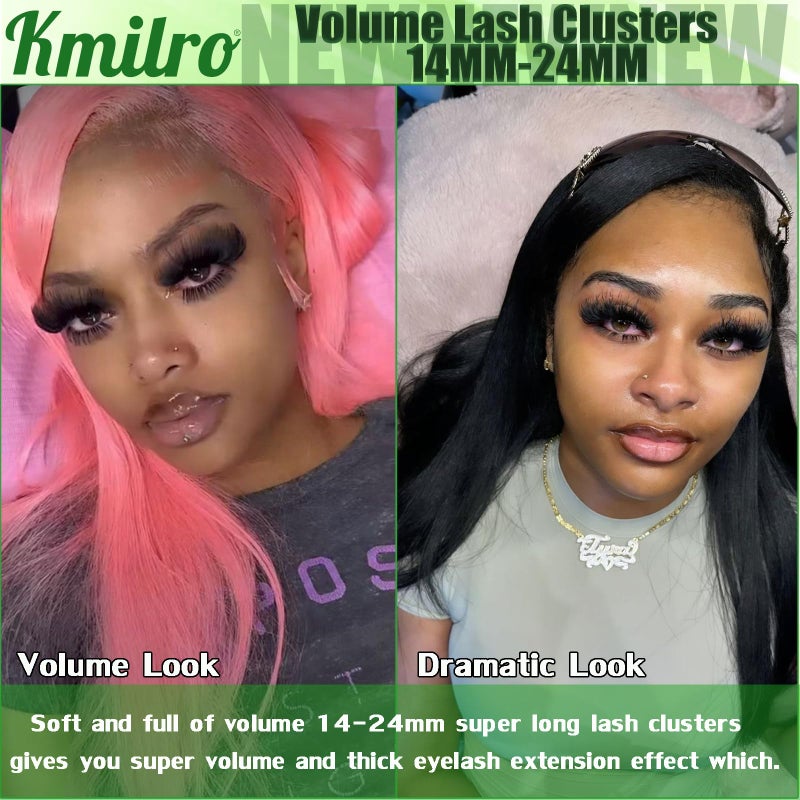 Kmilro Thick Lash Clusters 14-24mm Long 240D Cluster Eyelash Extensions Waterproof Volume Eyelash Clusters 192Pcs Individual Lashes Soft Wispy False Eyelashes DIY Lash Extension - Image 5