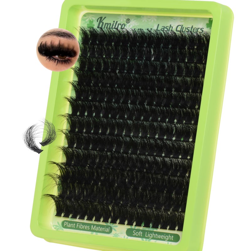 Kmilro Thick Lash Clusters 14-24mm Long 240D Cluster Eyelash Extensions Waterproof Volume Eyelash Clusters 192Pcs Individual Lashes Soft Wispy False Eyelashes DIY Lash Extension - Image 1