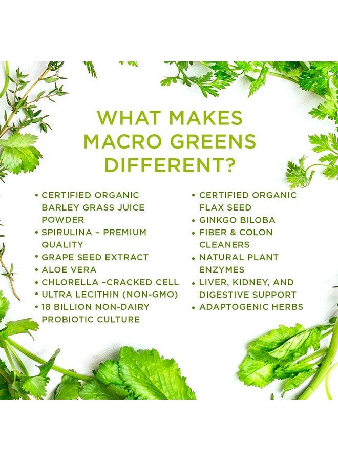 MacroLife Naturals Macro Greens Powder 38 Superfood Probiotic Antioxidant Enzyme & Herbal Supplement Immunity Energy Cleanse - Non-GMO Vegan Gluten-Free Dairy-Free - 10oz (30 Servings) - Image 2