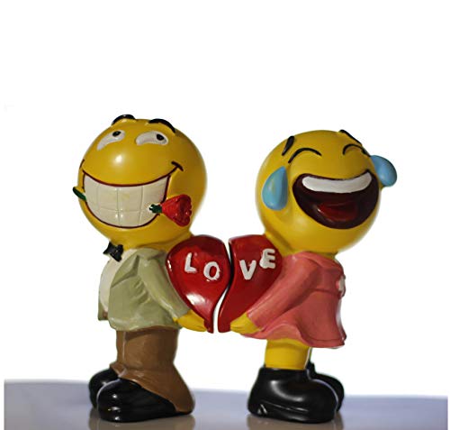 Lilone Smiley Faces Couple Showpiece Home Decor - Multicolour - Image 1