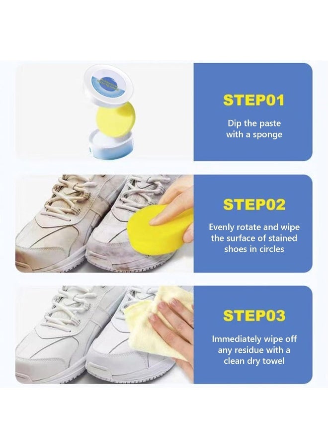 كريم تنظيف وإزالة البقع متعدد الوظائف، كريم تنظيف الأحذية البيضاء الجديد 2023 مع إسفنجة، معجون تنظيف الأحذية البيضاء لإزالة التلوث، بدون غسيل، كريم تنظيف متعدد الأغراض (2 قطعة) - Image 5