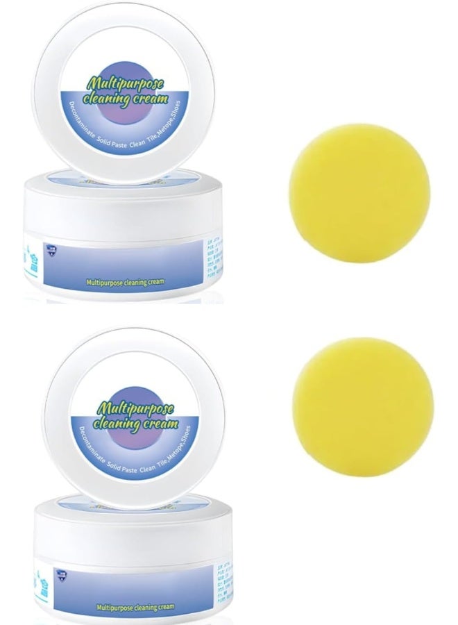 كريم تنظيف وإزالة البقع متعدد الوظائف، كريم تنظيف الأحذية البيضاء الجديد 2023 مع إسفنجة، معجون تنظيف الأحذية البيضاء لإزالة التلوث، بدون غسيل، كريم تنظيف متعدد الأغراض (2 قطعة) - Image 1