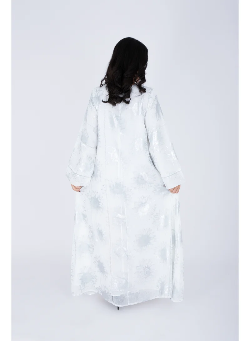 IKKXA  Classic Design Silver Patterns Jalabiya  | Best Price UAE