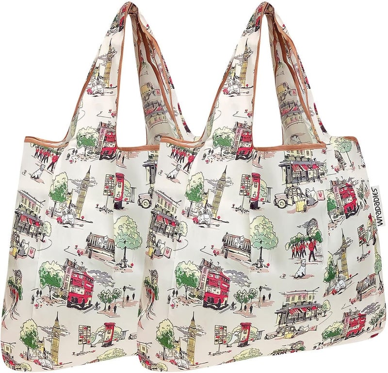 allydrew Foldable Tote Nylon Reusable Grocery Bag (Set of 2) - Image 1