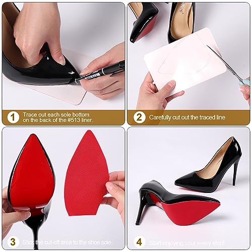 Ashoesert Ashoeset Red Bottoms Shoe Sole Protector, 4 Pcs Self-Adhesive Shoe Bottom Protector for Christian Louboutin Shoes, Shoe Sole Protector Replacement for Louboutin Shoes(8 * 4.5＂) - Image 5