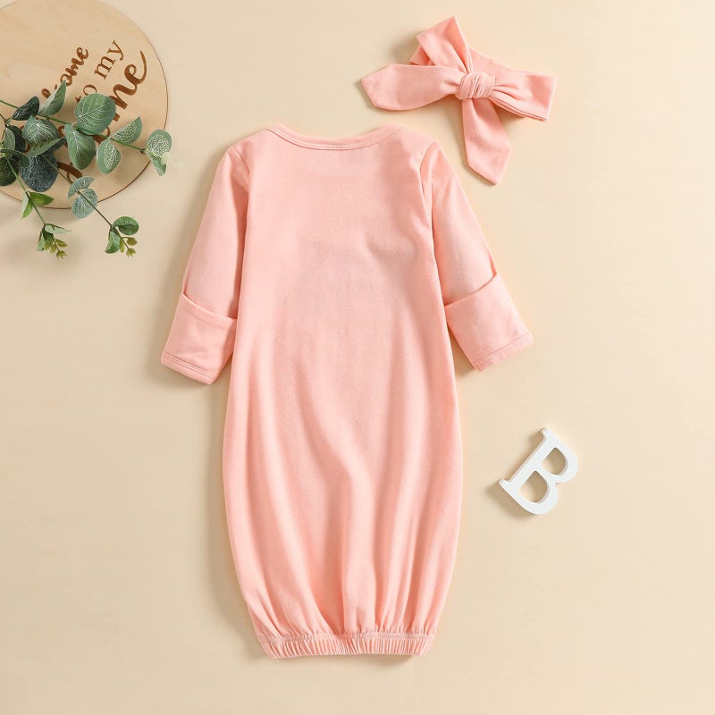 AMAWMW Newborn Baby Girl Little Sister Sleeper Gown Stripe Long Sleeve Nightgown Pajamas Gifts Stuff Essential Outfit - Image 3