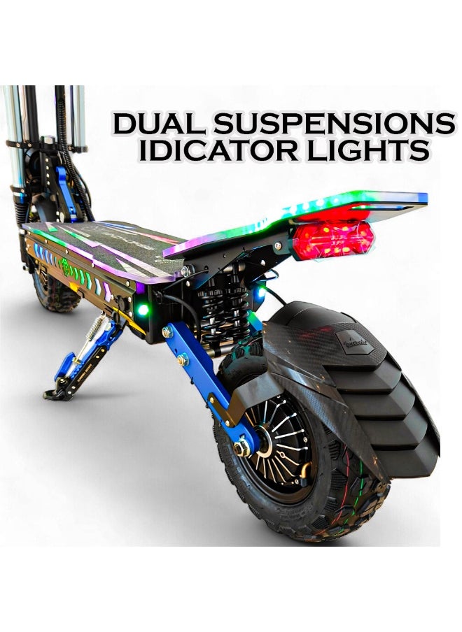 Wind Horse H3 Powerful Electric Scooter 3000W Dual Motor  – 60V 40Ah Battery, 85 KM/H Max Speed, 120 KM Range – 13 Inches Tires, Hydraulic Brakes, Dual Suspension, 3 LED Headlights, Strong Steel Frame, Full Body RGB Lights  - Image 5