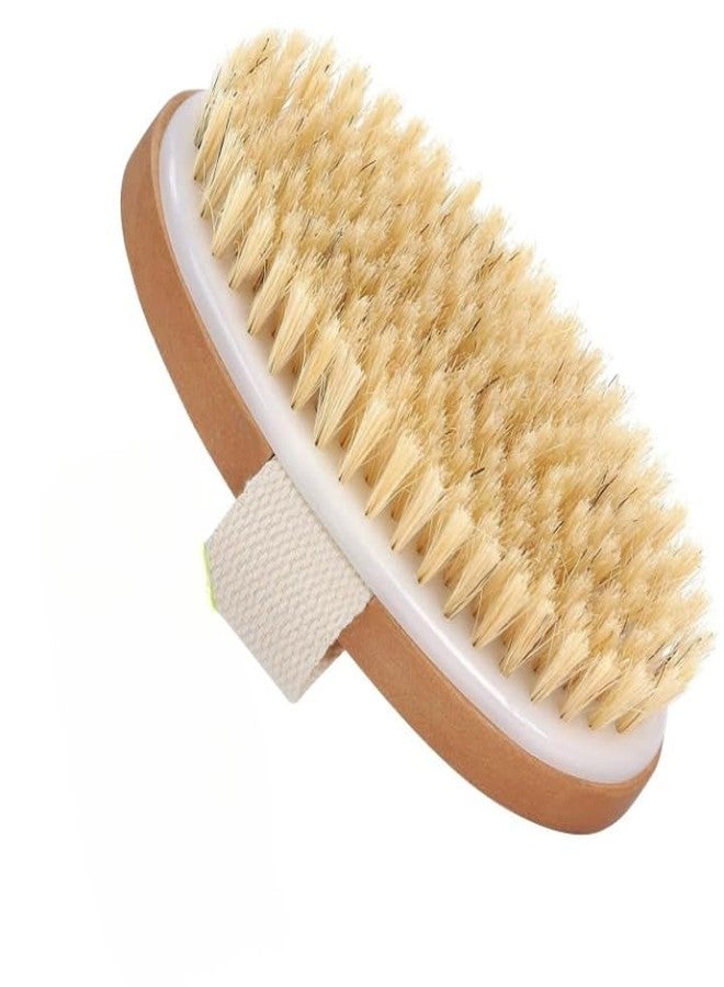 KIMEE Exfoliating Oval Dry Brush - Natural Bristle Body Brush for Lymphatic Drainage, Cellulite Appearance Reduction, Dead Skin Removal & Ingrown Hair Prevention - Wooden Body Brush with Hand Strap - Image 1