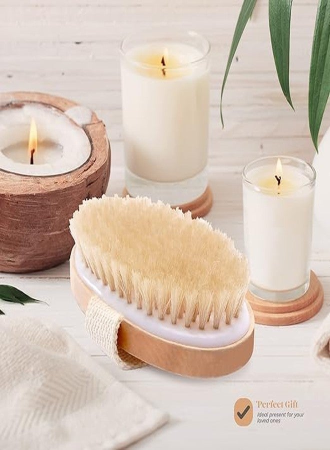 KIMEE Exfoliating Oval Dry Brush - Natural Bristle Body Brush for Lymphatic Drainage, Cellulite Appearance Reduction, Dead Skin Removal & Ingrown Hair Prevention - Wooden Body Brush with Hand Strap - Image 4
