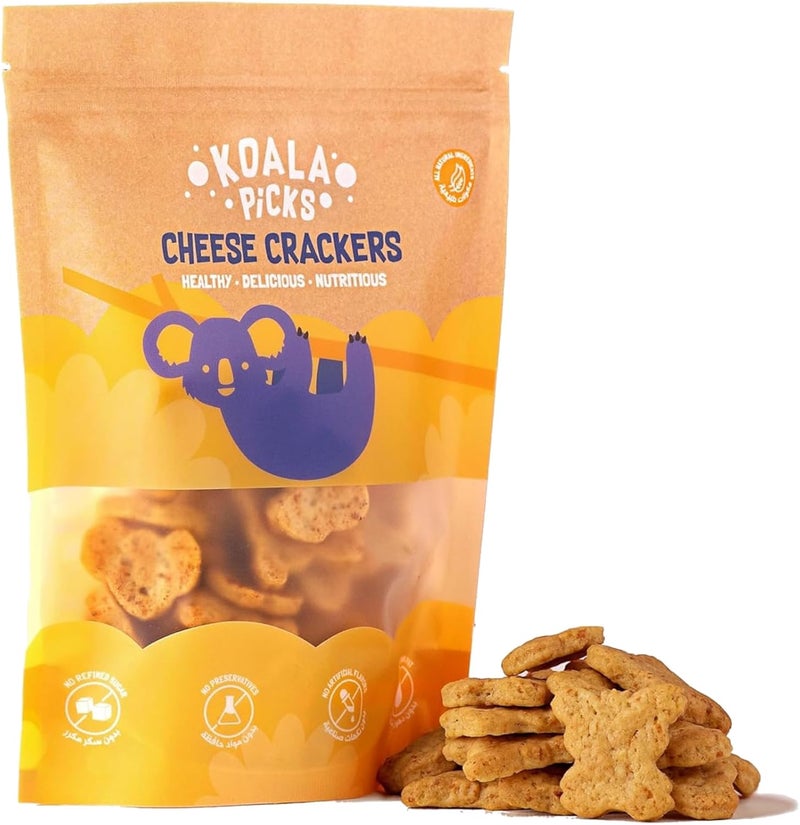 Koala Picks Cheese Crackers – 120g Pack – Crunchy Baked Snack – No Refined Sugar, No Preservatives – Made with Real Cheese & Butter – Healthy Crackers for Kids & Adults - Image 1